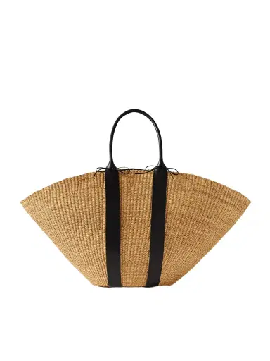 MUUÑ Sophie Maxi Leather-trimmed Woven Straw Tote | Thumbnail 1 MUUÑ Sophie Maxi Leather-trimmed Woven Straw Tote | Thumbnail 1