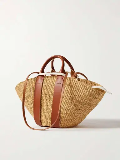 MUUÑ Sophie Leather-trimmed Woven Straw Tote | Thumbnail 3 MUUÑ Sophie Leather-trimmed Woven Straw Tote | Thumbnail 3