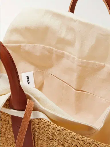 MUUÑ Sophie Leather-trimmed Woven Straw Tote | Thumbnail 5 MUUÑ Sophie Leather-trimmed Woven Straw Tote | Thumbnail 5