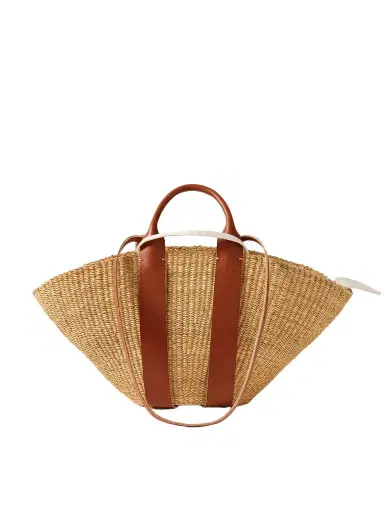 MUUÑ Sophie Leather-trimmed Woven Straw Tote | Thumbnail 1 MUUÑ Sophie Leather-trimmed Woven Straw Tote | Thumbnail 1