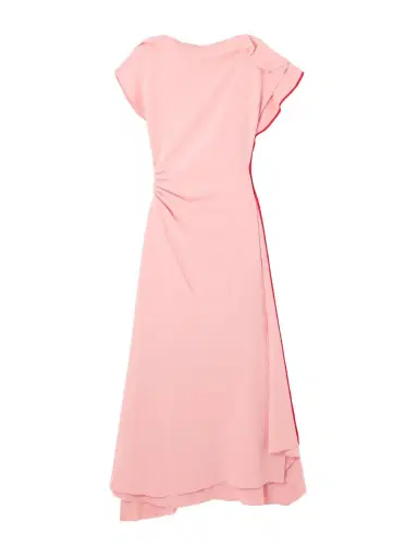 Victoria Beckham Asymmetric Ruffled Gathered Crepe Midi Dress | Thumbnail 1 Victoria Beckham Asymmetric Ruffled Gathered Crepe Midi Dress | Thumbnail 1