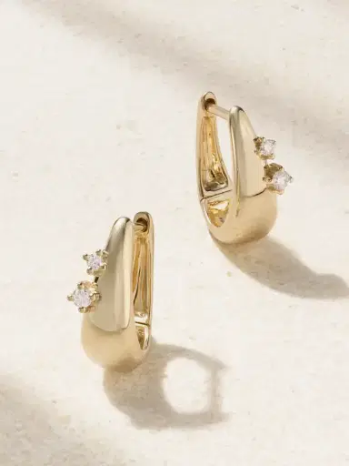 Mizuki 14-karat Gold Diamond Hoop Earrings | Thumbnail 1 Mizuki 14-karat Gold Diamond Hoop Earrings | Thumbnail 1
