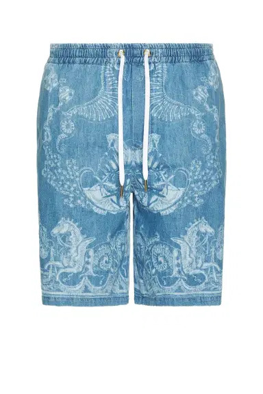 VERSACE Laser Denim Holiday Print Short | Thumbnail 1 VERSACE Laser Denim Holiday Print Short | Thumbnail 1