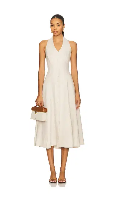 L'Academie Uma Linen Midi Dress | Thumbnail 1 L'Academie Uma Linen Midi Dress | Thumbnail 1