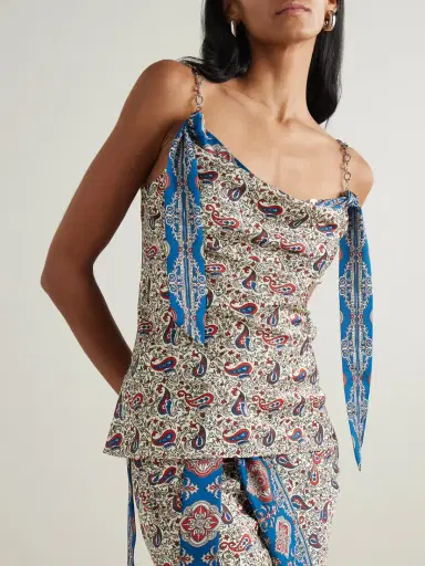 Rabanne Chain-detailed Paisley-print Crepe Top | Thumbnail 3 Rabanne Chain-detailed Paisley-print Crepe Top | Thumbnail 3