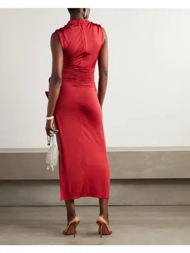 Magda Butrym Appliquéd Draped Stretch-jersey Midi Dress | Thumbnail 3 Magda Butrym Appliquéd Draped Stretch-jersey Midi Dress | Thumbnail 3