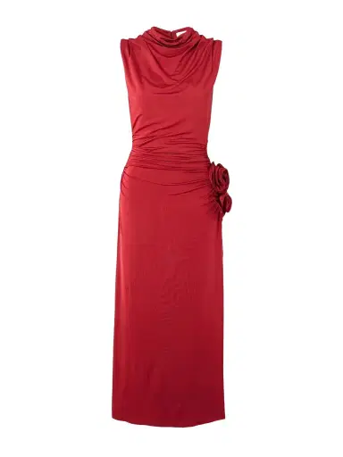 Magda Butrym Appliquéd Draped Stretch-jersey Midi Dress | Thumbnail 1 Magda Butrym Appliquéd Draped Stretch-jersey Midi Dress | Thumbnail 1