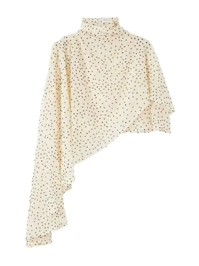 Magda Butrym Asymmetric Draped Polka-dot Silk-blend Chiffon Blouse