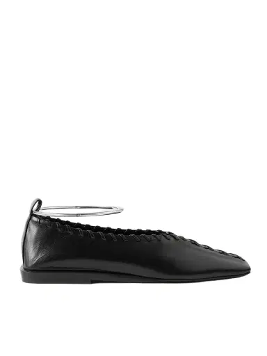 Jil Sander Ring Whipstitch-trimmed Leather Ballet Flats | Thumbnail 1 Jil Sander Ring Whipstitch-trimmed Leather Ballet Flats | Thumbnail 1