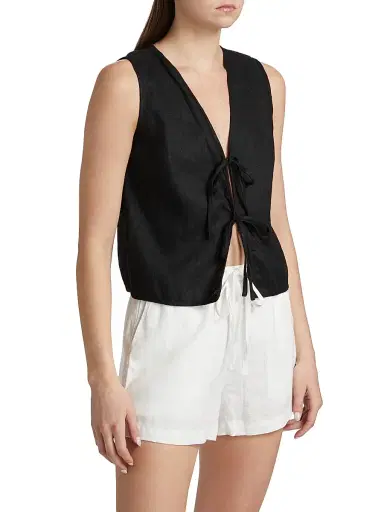 Rails Women's Oregon Linen Tie-Front Tank - Black | Thumbnail 4 Rails Women's Oregon Linen Tie-Front Tank - Black | Thumbnail 4