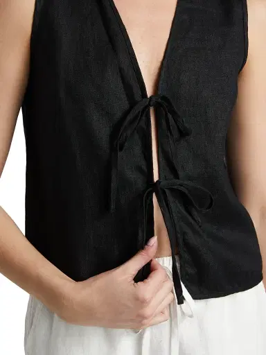 Rails Women's Oregon Linen Tie-Front Tank - Black | Thumbnail 6 Rails Women's Oregon Linen Tie-Front Tank - Black | Thumbnail 6