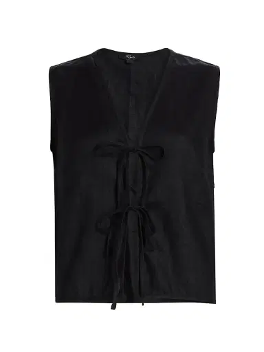 Rails Women's Oregon Linen Tie-Front Tank - Black | Thumbnail 1 Rails Women's Oregon Linen Tie-Front Tank - Black | Thumbnail 1