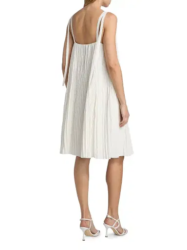 Vince Women's Pleated A-Line Pintuck Dress - Off White | Thumbnail 5 Vince Women's Pleated A-Line Pintuck Dress - Off White | Thumbnail 5