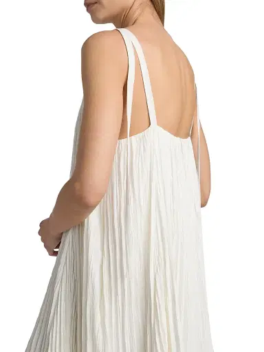 Vince Women's Pleated A-Line Pintuck Dress - Off White | Thumbnail 6 Vince Women's Pleated A-Line Pintuck Dress - Off White | Thumbnail 6