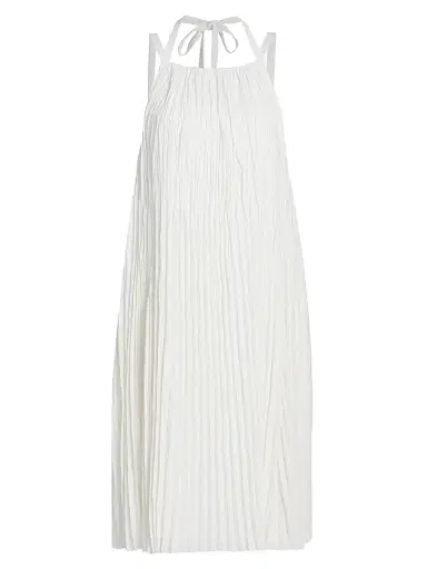 Vince Women's Pleated A-Line Pintuck Dress - Off White | Thumbnail 1 Vince Women's Pleated A-Line Pintuck Dress - Off White | Thumbnail 1