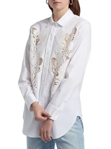 Generation Love Women's Bruno Lace Poplin Button-Up Shirt - White | Thumbnail 4 Generation Love Women's Bruno Lace Poplin Button-Up Shirt - White | Thumbnail 4