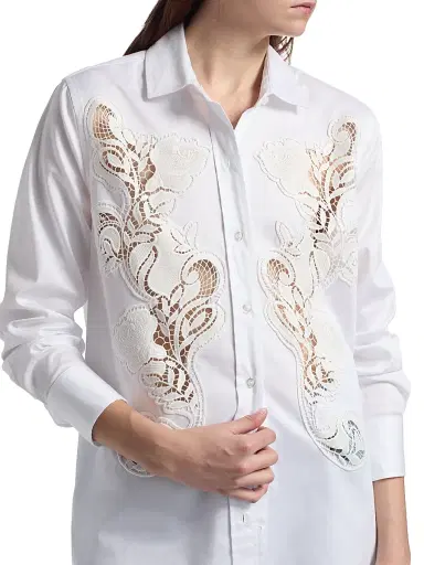 Generation Love Women's Bruno Lace Poplin Button-Up Shirt - White | Thumbnail 6 Generation Love Women's Bruno Lace Poplin Button-Up Shirt - White | Thumbnail 6