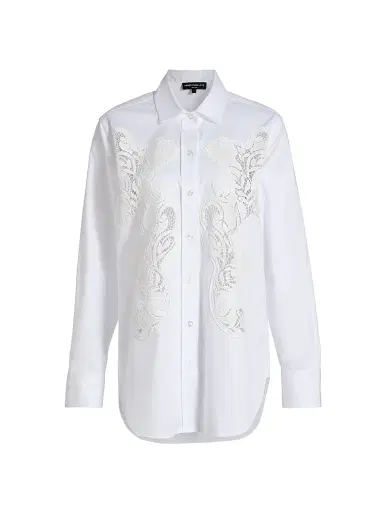 Generation Love Women's Bruno Lace Poplin Button-Up Shirt - White | Thumbnail 1 Generation Love Women's Bruno Lace Poplin Button-Up Shirt - White | Thumbnail 1
