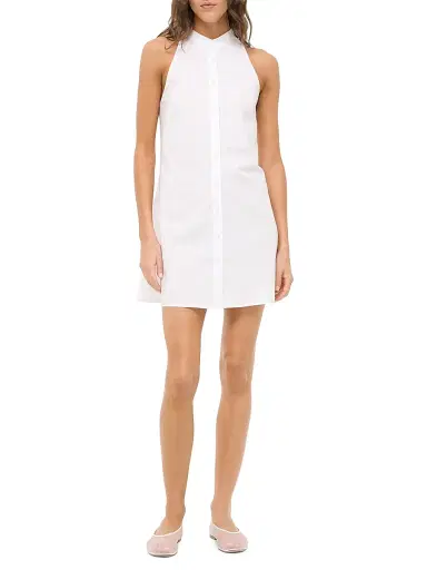STAUD Women's Shirley Cotton Poplin Halter Minidress - White | Thumbnail 2 STAUD Women's Shirley Cotton Poplin Halter Minidress - White | Thumbnail 2