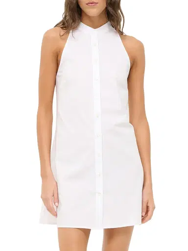 STAUD Women's Shirley Cotton Poplin Halter Minidress - White | Thumbnail 3 STAUD Women's Shirley Cotton Poplin Halter Minidress - White | Thumbnail 3