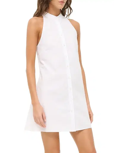 STAUD Women's Shirley Cotton Poplin Halter Minidress - White | Thumbnail 4 STAUD Women's Shirley Cotton Poplin Halter Minidress - White | Thumbnail 4