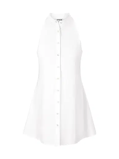 STAUD Women's Shirley Cotton Poplin Halter Minidress - White | Thumbnail 1 STAUD Women's Shirley Cotton Poplin Halter Minidress - White | Thumbnail 1