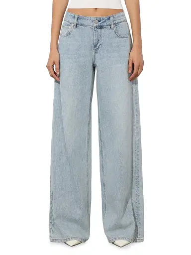 ALICE + OLIVIA Women's Amazing Low-Rise Baggy Jeans - Rockstar Blue | Thumbnail 3 ALICE + OLIVIA Women's Amazing Low-Rise Baggy Jeans - Rockstar Blue | Thumbnail 3