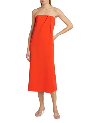 Et Ochs Women's Anika Stretch Strapless Midi-Dress - Flame | Thumbnail 2 Et Ochs Women's Anika Stretch Strapless Midi-Dress - Flame | Thumbnail 2