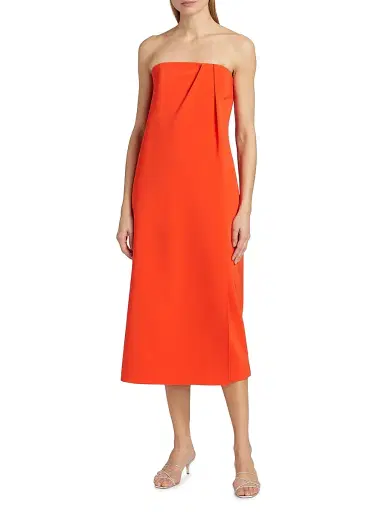 Et Ochs Women's Anika Stretch Strapless Midi-Dress - Flame | Thumbnail 3 Et Ochs Women's Anika Stretch Strapless Midi-Dress - Flame | Thumbnail 3
