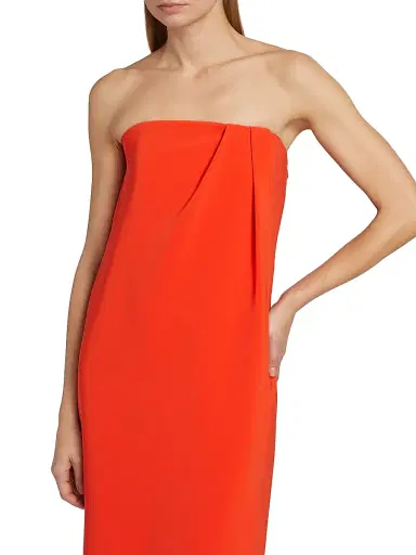 Et Ochs Women's Anika Stretch Strapless Midi-Dress - Flame | Thumbnail 6 Et Ochs Women's Anika Stretch Strapless Midi-Dress - Flame | Thumbnail 6
