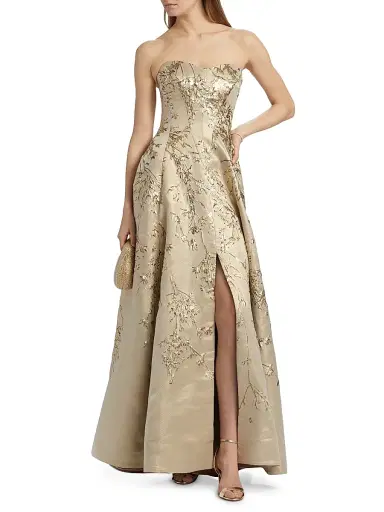 Rene Ruiz Collection Women's Brocade Sweetheart Neck Paneled Ball Gown - Gold | Thumbnail 2 Rene Ruiz Collection Women's Brocade Sweetheart Neck Paneled Ball Gown - Gold | Thumbnail 2