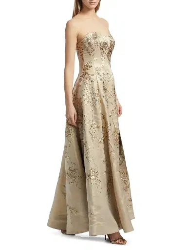 Rene Ruiz Collection Women's Brocade Sweetheart Neck Paneled Ball Gown - Gold | Thumbnail 4 Rene Ruiz Collection Women's Brocade Sweetheart Neck Paneled Ball Gown - Gold | Thumbnail 4
