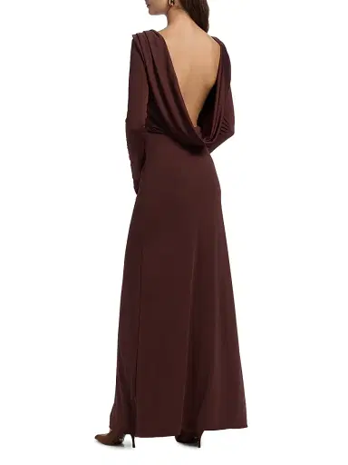 Mariandree Gaitan Women's Naomi Boatneck Maxi Dress - Brown - Size Large | Thumbnail 5 Mariandree Gaitan Women's Naomi Boatneck Maxi Dress - Brown - Size Large | Thumbnail 5