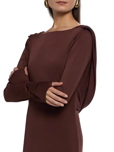 Mariandree Gaitan Women's Naomi Boatneck Maxi Dress - Brown - Size Large | Thumbnail 6 Mariandree Gaitan Women's Naomi Boatneck Maxi Dress - Brown - Size Large | Thumbnail 6