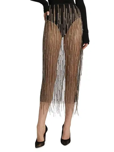 Lapointe Women's Rhinestone Fringe Midi-Skirt - Black Bronze - Size 12 | Thumbnail 3 Lapointe Women's Rhinestone Fringe Midi-Skirt - Black Bronze - Size 12 | Thumbnail 3