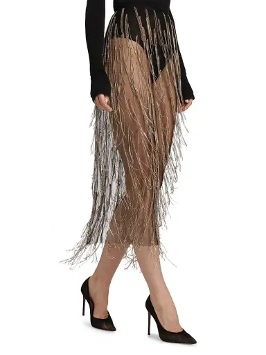 Lapointe Women's Rhinestone Fringe Midi-Skirt - Black Bronze - Size 12 | Thumbnail 4 Lapointe Women's Rhinestone Fringe Midi-Skirt - Black Bronze - Size 12 | Thumbnail 4