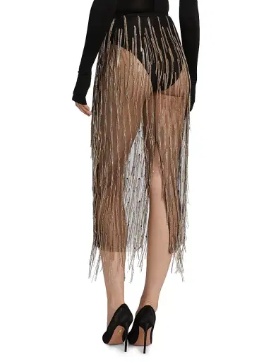 Lapointe Women's Rhinestone Fringe Midi-Skirt - Black Bronze - Size 12 | Thumbnail 5 Lapointe Women's Rhinestone Fringe Midi-Skirt - Black Bronze - Size 12 | Thumbnail 5