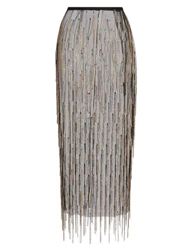 Lapointe Women's Rhinestone Fringe Midi-Skirt - Black Bronze - Size 12 | Thumbnail 1 Lapointe Women's Rhinestone Fringe Midi-Skirt - Black Bronze - Size 12 | Thumbnail 1