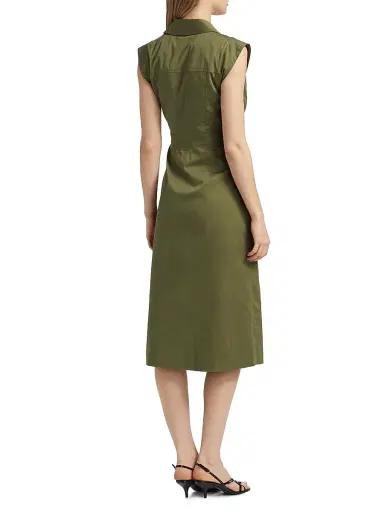Toccin Women's Silvia Stretch-Cotton Wrap Midi-Dress - Olive | Thumbnail 5 Toccin Women's Silvia Stretch-Cotton Wrap Midi-Dress - Olive | Thumbnail 5