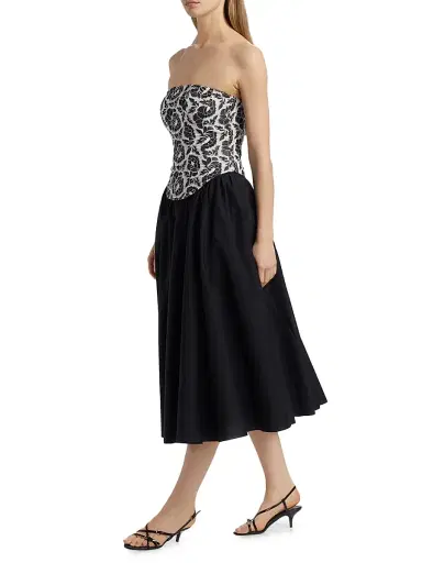 Toccin Women's Melody Floral Cotton Corset Midi-Dress - Jet Optic | Thumbnail 2 Toccin Women's Melody Floral Cotton Corset Midi-Dress - Jet Optic | Thumbnail 2