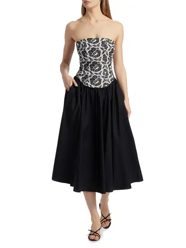Toccin Women's Melody Floral Cotton Corset Midi-Dress - Jet Optic | Thumbnail 3 Toccin Women's Melody Floral Cotton Corset Midi-Dress - Jet Optic | Thumbnail 3