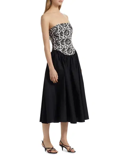 Toccin Women's Melody Floral Cotton Corset Midi-Dress - Jet Optic | Thumbnail 4 Toccin Women's Melody Floral Cotton Corset Midi-Dress - Jet Optic | Thumbnail 4