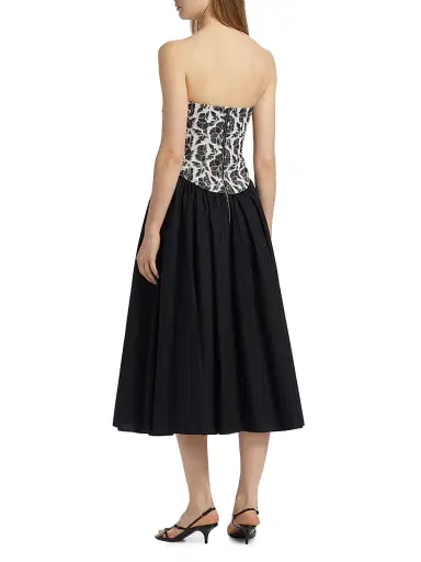 Toccin Women's Melody Floral Cotton Corset Midi-Dress - Jet Optic | Thumbnail 5 Toccin Women's Melody Floral Cotton Corset Midi-Dress - Jet Optic | Thumbnail 5
