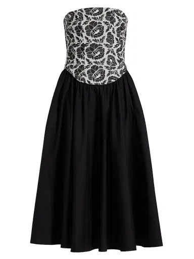 Toccin Women's Melody Floral Cotton Corset Midi-Dress - Jet Optic | Thumbnail 1 Toccin Women's Melody Floral Cotton Corset Midi-Dress - Jet Optic | Thumbnail 1
