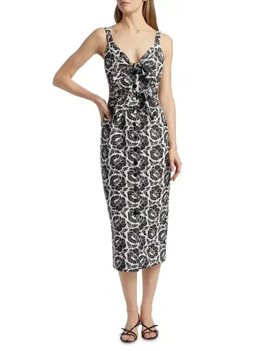 Toccin Women's Gia Floral Cotton Tie-Front Midi-Dress - Jet Optic | Thumbnail 2 Toccin Women's Gia Floral Cotton Tie-Front Midi-Dress - Jet Optic | Thumbnail 2