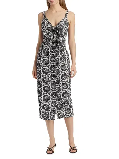 Toccin Women's Gia Floral Cotton Tie-Front Midi-Dress - Jet Optic | Thumbnail 3 Toccin Women's Gia Floral Cotton Tie-Front Midi-Dress - Jet Optic | Thumbnail 3