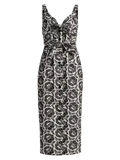 Toccin Women's Gia Floral Cotton Tie-Front Midi-Dress - Jet Optic | Thumbnail 1 Toccin Women's Gia Floral Cotton Tie-Front Midi-Dress - Jet Optic | Thumbnail 1