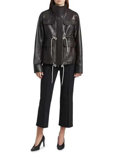 Co Women's Leather Military Jacket - Chocolate | Thumbnail 2 Co Women's Leather Military Jacket - Chocolate | Thumbnail 2