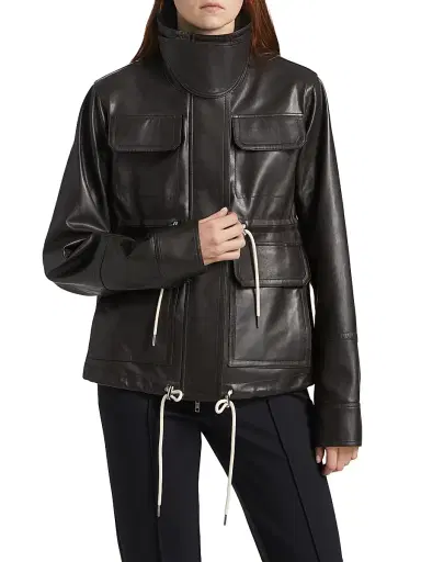 Co Women's Leather Military Jacket - Chocolate | Thumbnail 3 Co Women's Leather Military Jacket - Chocolate | Thumbnail 3