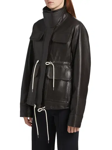 Co Women's Leather Military Jacket - Chocolate | Thumbnail 4 Co Women's Leather Military Jacket - Chocolate | Thumbnail 4